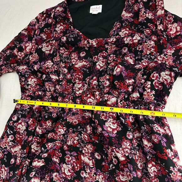 Isabel Maternity Maxi Tiered Dress Red Purple Floral Long Sleeve Size XL - Picture 8 of 13